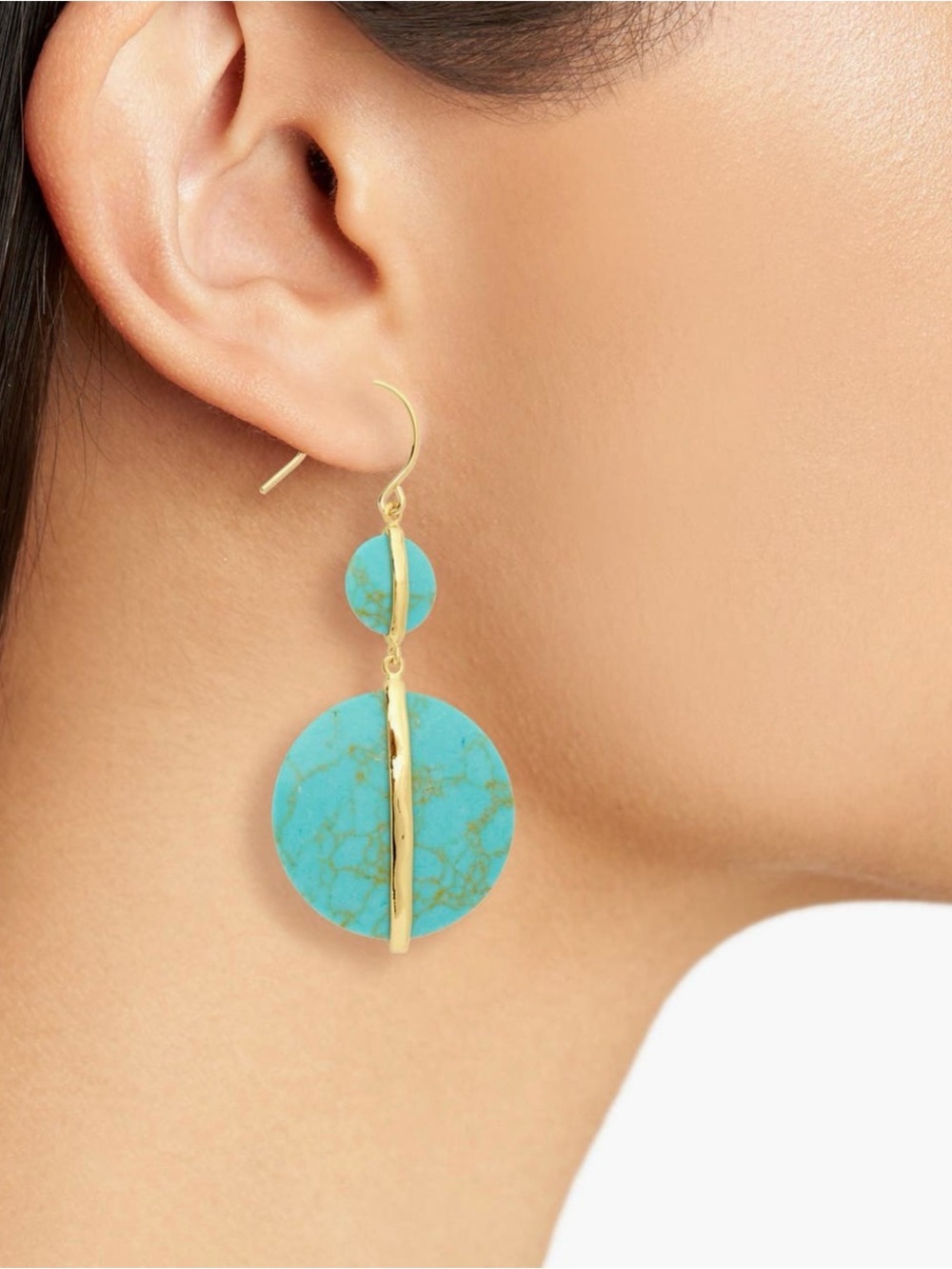 Gorjana Gold-Tone Turquoise Double Disc Drop Earrings